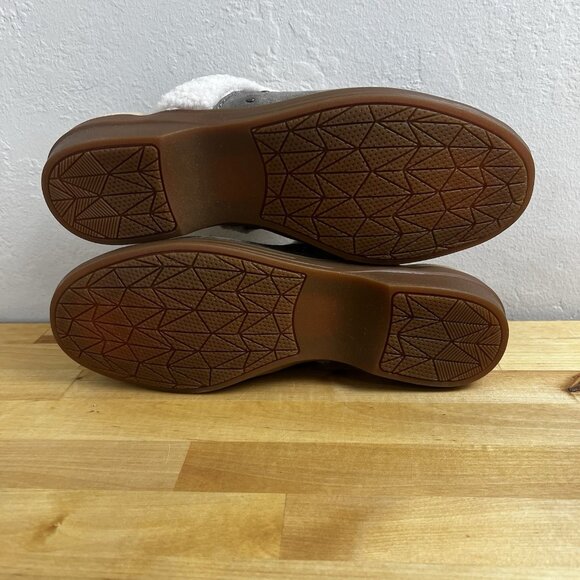 Spenco Clog Northridge Cozy Fossil Gray Faux Sherpa Trim Slip On Women's Size 10 - Picture 8 of 12